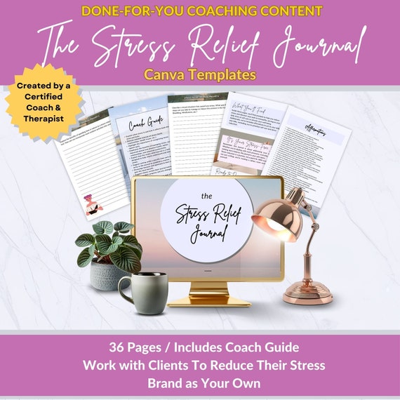 Stress Relief Journal Canva Template: Coaching Prompts (Digital Download)