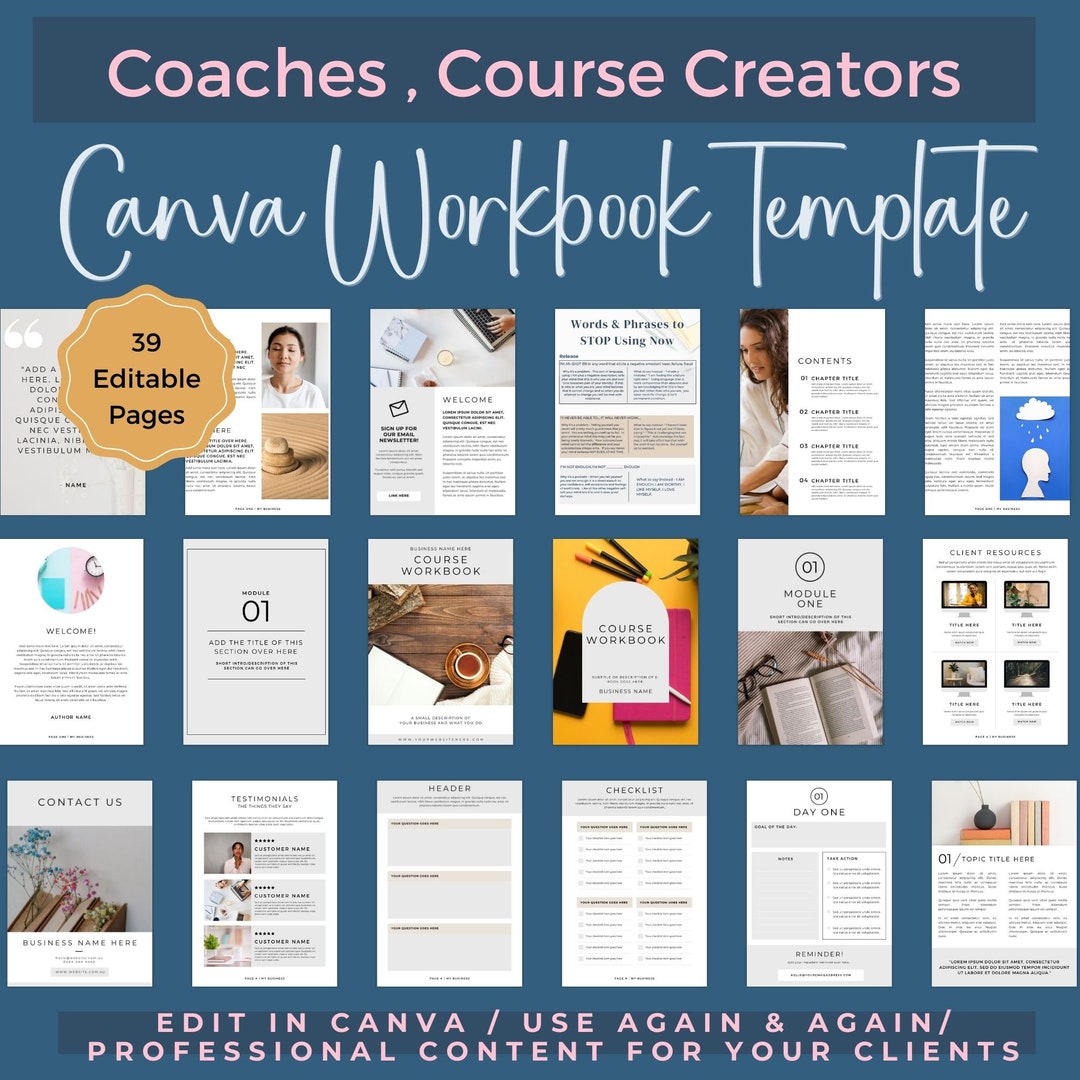 Life Coaching Workbook Canva Template: Ebook & Course Toolkit (digital ...