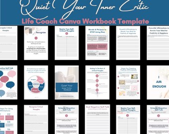 Quiet Your Inner Critic Workbook Coach Template, bearbeiten in Canva Self-Chat Journal PLR