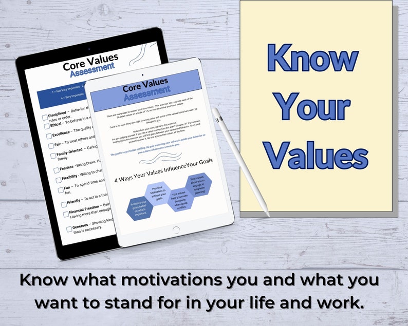 Core Values Worksheet Core Values Assessment Journal Prompts Core Beliefs Worksheets Core Values