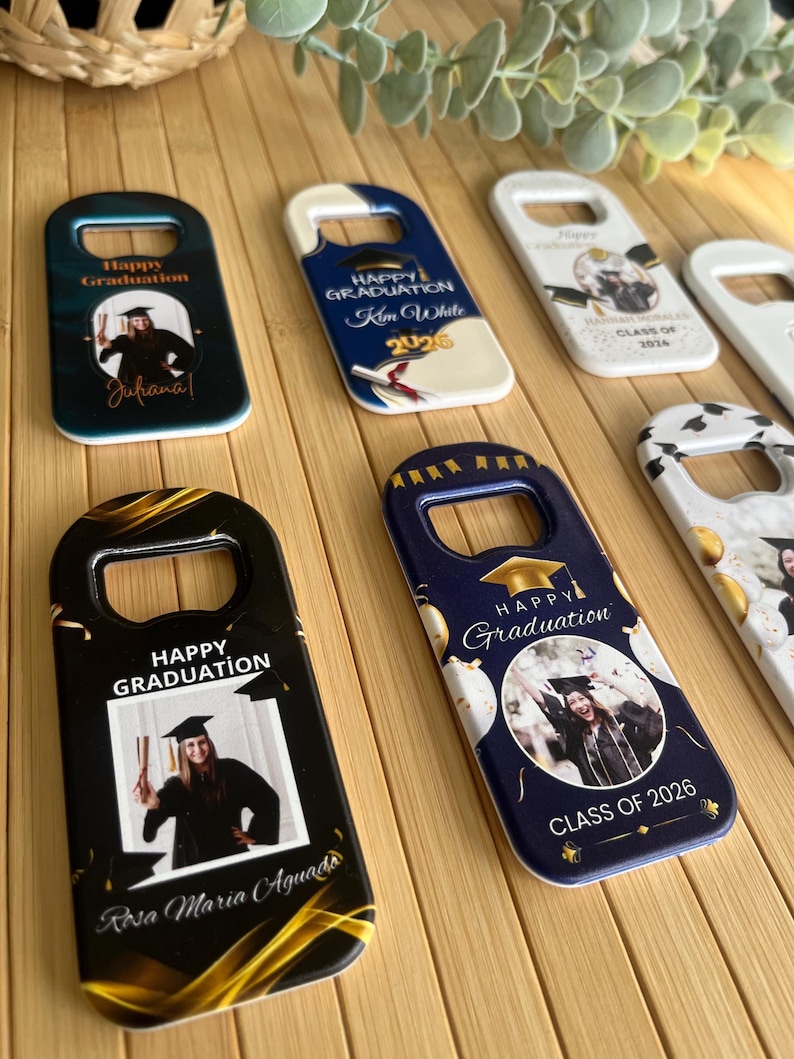 Personalized Graduation Magnet, Class of 2025 Gift, Custom Grad Favor, Gold-Black Themed Gifts image 13