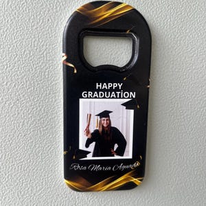 Personalized Graduation Magnet, Class of 2025 Gift, Custom Grad Favor, Gold-Black Themed Gifts image 3