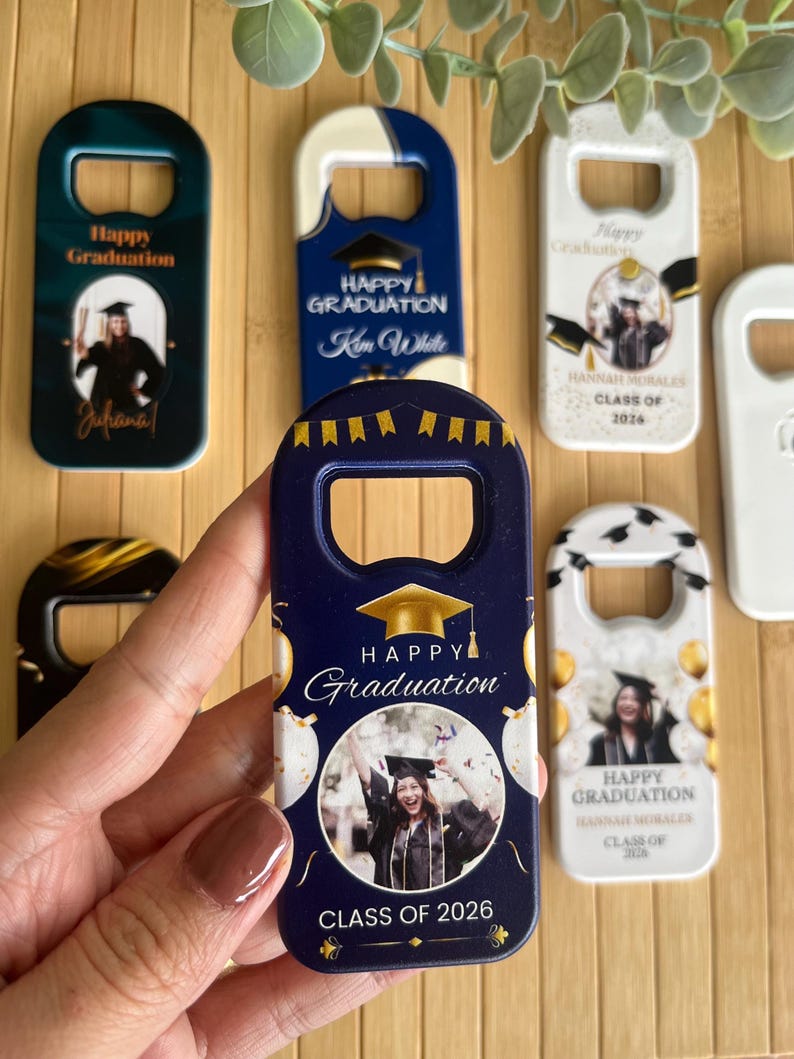 Personalized Graduation Magnet, Class of 2025 Gift, Custom Grad Favor, Gold-Black Themed Gifts image 9