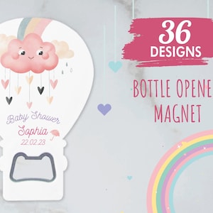Personalized Bottle Opener Hot Air Balloon Magnet,Baby Shower Magnet,1st Birthday Magnet Favor,Baptism Favor