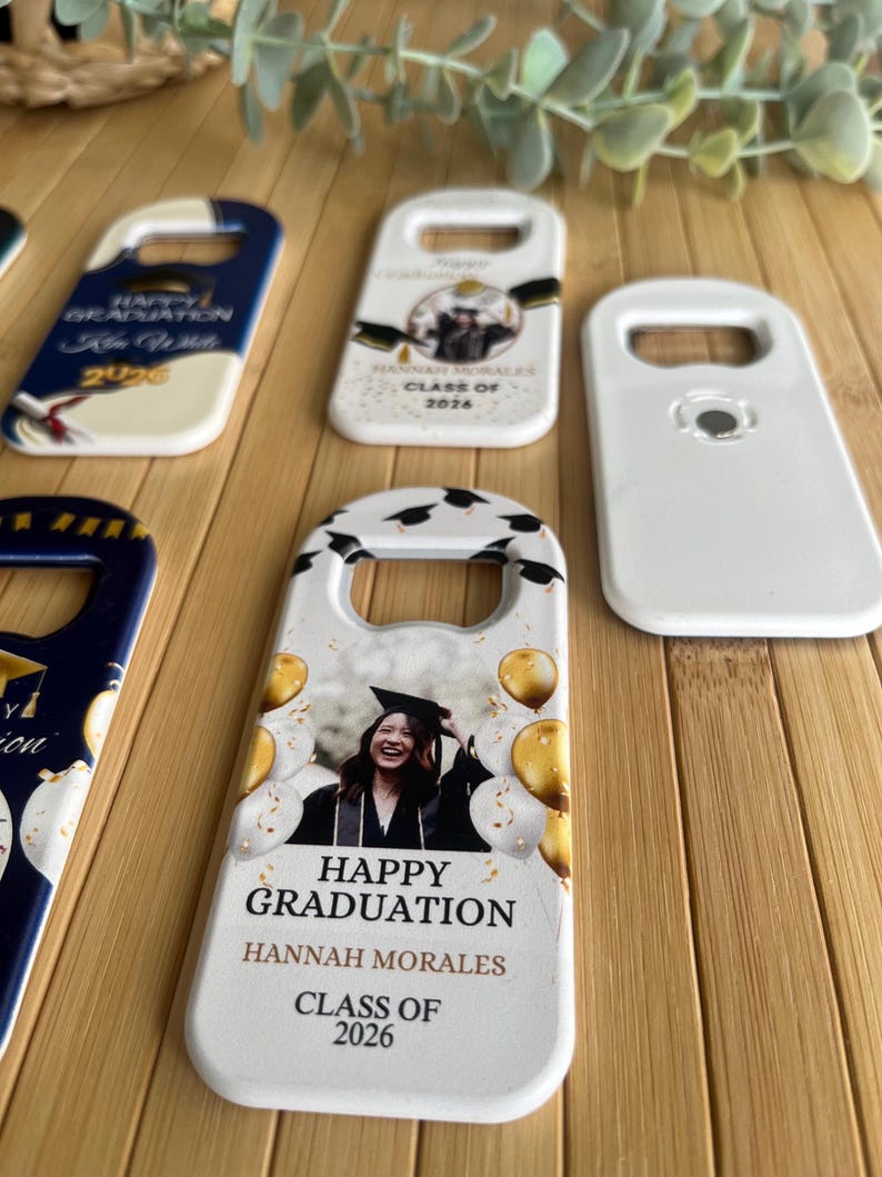 Personalized Graduation Magnet, Class of 2025 Gift, Custom Grad Favor, Gold-Black Themed Gifts image 14