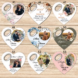 Wedding Bottle Opener Magnet, Personalized Couple Photo Gift,  Heart-Shaped Fridge Magnet for Bride & Groom, Unique Anniversary Keepsake