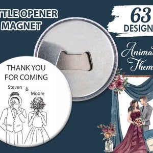 Personalized Animation Wedding Favors: Magnetic Bottle Opener