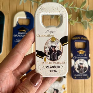 Personalized Graduation Magnet, Class of 2025 Gift, Custom Grad Favor, Gold-Black Themed Gifts image 2