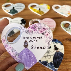 20 Pieces, Personalized Quinceanera Favours, Bottle Opener Magnet, Sweet 15 Favors, Mis Quince Anos, 16th Birthday Gift