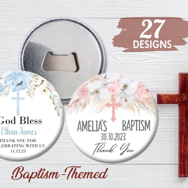 Custom Baptism Favor For Guests in Bulk,Round Bottle Opener Magnets,Baptism Souvenir,Baptism ritual favors