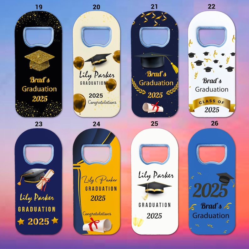 Graduation themed bottle opener magnet, Graduation gifts