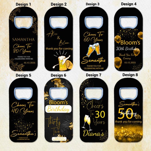 Customizable Birthday Favor For Guests, Wedding Thank You Favor, Personalized Party  Gift, Magnetic Bottle Opener, 40th Birthday Favors,