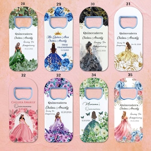 Personalized Quincenera Favors, Quinceanera Themed Bottle Opener Magnet, 15th Birthday Party Favor