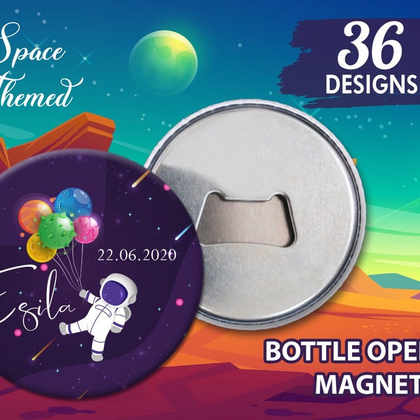 Customizable Space Themed Baby Shower Favor For Guests in Bulk,Round Bottle Opener Magnets, Custom Baby Shower, Birthday Gift