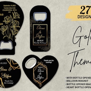 Cadeau de mariage personnalisable sur le thème de l'or pour les invités en vrac, cadeau du 60e anniversaire, aimant d'ouvre-bouteille d'anniversaire