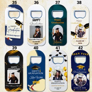 Personalized Graduation Magnet, Class of 2025 Gift, Custom Grad Favor, Gold-Black Themed Gifts image 1