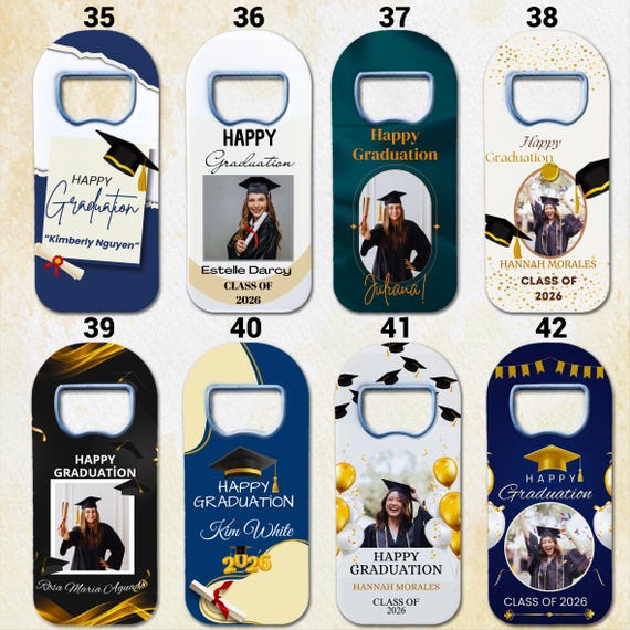 Personalized Graduation Magnet, Class of 2025 Gift, Custom Grad Favor, Gold-Black Themed Gifts