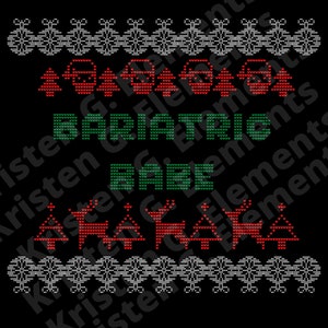Bariatric Babe, Ugly Christmas sweater PNG, SVG, print on demand graphic, Print on demand elements, commercial use