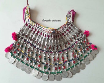 Tribal vintage rare special long handmade Kuchi choker necklace