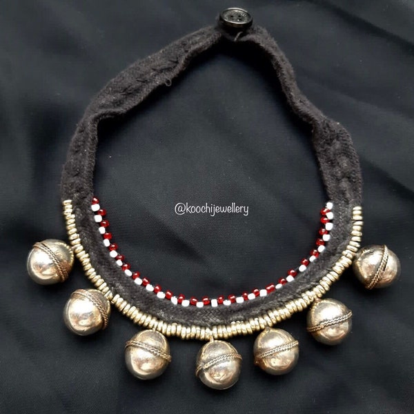 Tribal kuchi complete handmade bells pendant choker