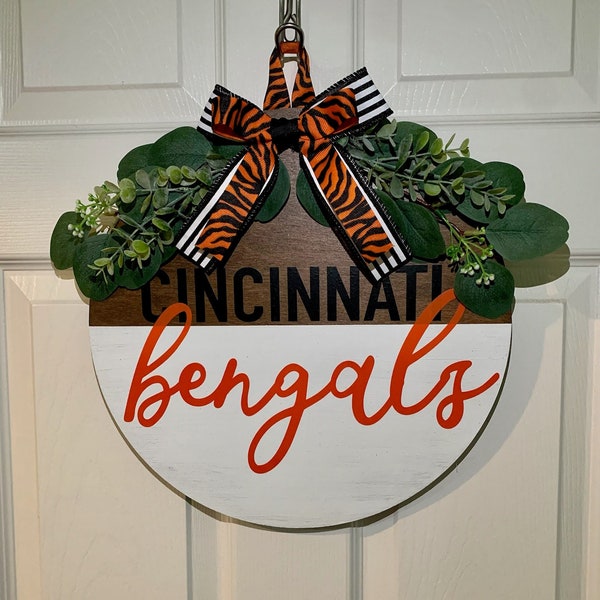 Bengals Door Hanger | Cincinnati Bengals Sign | Front Door Wreath | Football Fan Sign | Man Cave Decor | Bengals Wall Decor
