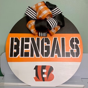 Bengals Door Hanger | Cincinnati Bengals Sign | Front Door Wreath | Football Fan Sign
