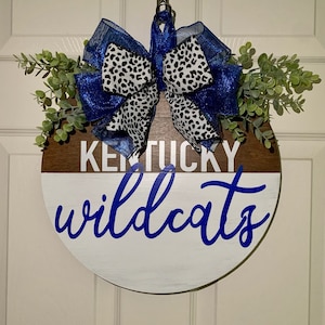 Kentucky Wildcats Door Hanger | UK Sign | Front Door Wreath | Football Fan | Basketball Fan | Man Cave Decor | University of Kentucky Decor