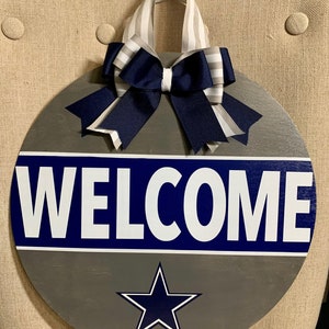 Cowboys Door Hanger | Dallas Cowboys Welcome Sign | Front Door Decor | NFL Playoffs Decor | Man Cave Decor | Door Wreath