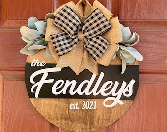 Personalized Door Hanger | Family Welcome Sign | Front Door Decor ...