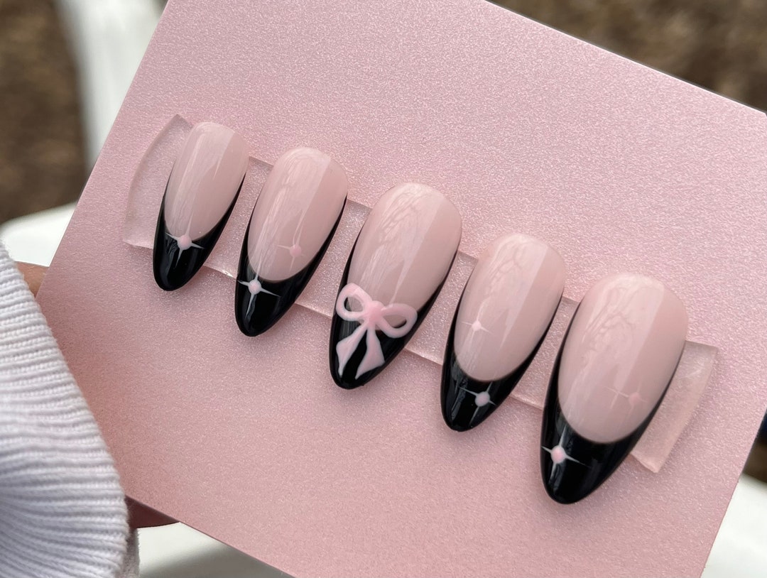 French Tip W Bow Detail Etsy