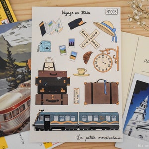 Autocollants de voyage en train | autocollants de chemin de fer vintage | Feuille d'autocollants pour scrapbooking ferroviaire | Via Rail