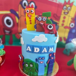 Number Blocks Fondant Cake Toppers: Custom Age & Name