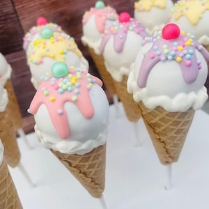 Ice cream theme sugar cones cakepops,cookies, cakesicle / party treats- customizable / pool cakepops