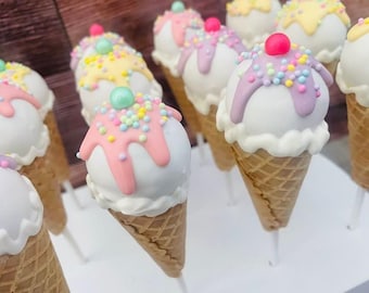 Ice cream theme sugar cones cakepops,cookies, cakesicle / party treats- customizable / pool cakepops