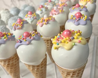 Ice cream theme sugar cones cakepops,cookies, cakesicle / party treats- customizable / pool cakepops