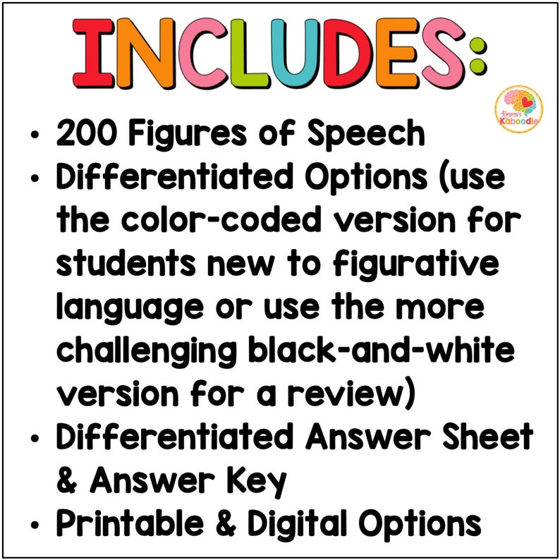 Figurative Language Sorting Activity for Kids, Literary Devices Sort ...