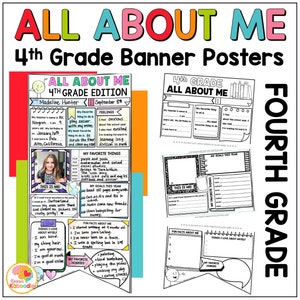 All About Me Banner Poster Activity: First Day or Week of School Worksheet 4th Grade