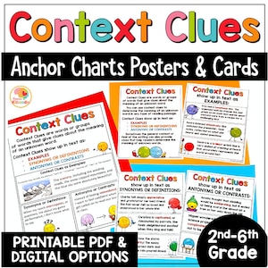 Context Clues Anchor Charts: Reading Skills Reference Sheets