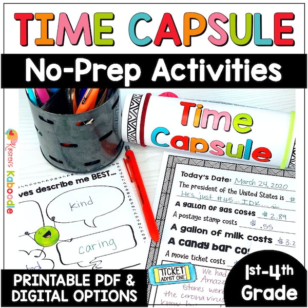 Time Capsule Printable Activities | Beginning of Year, New Years, End of Year Time Capsule