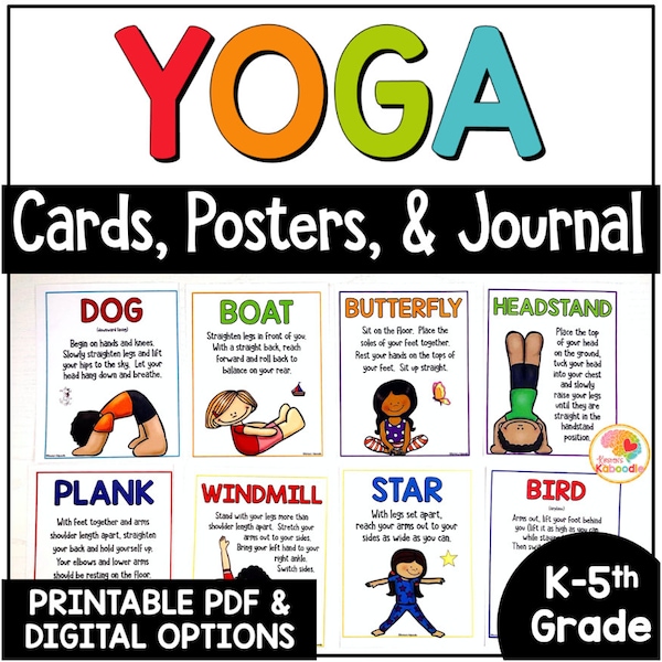 Printable Yoga Cards for Kids: Yoga Poses Posters for Cool Down Corner