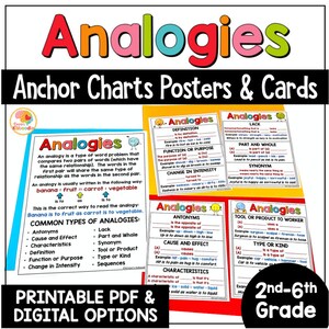 Analogies Anchor Charts: Reading Skills Reference Sheets