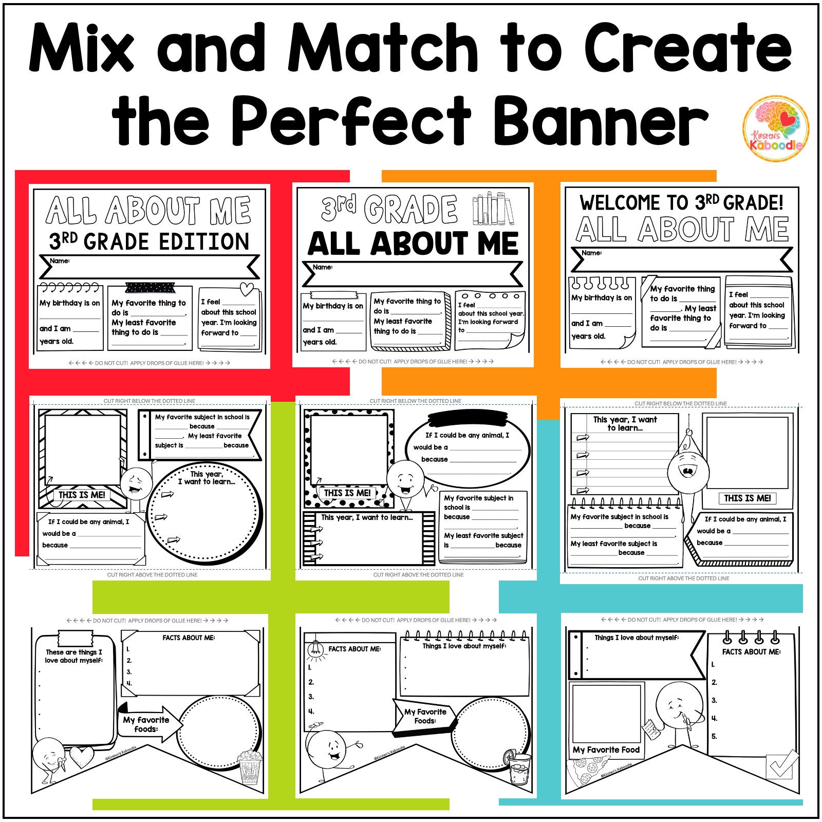 All About Me Banner Poster Activity: First Day or Week of School ...