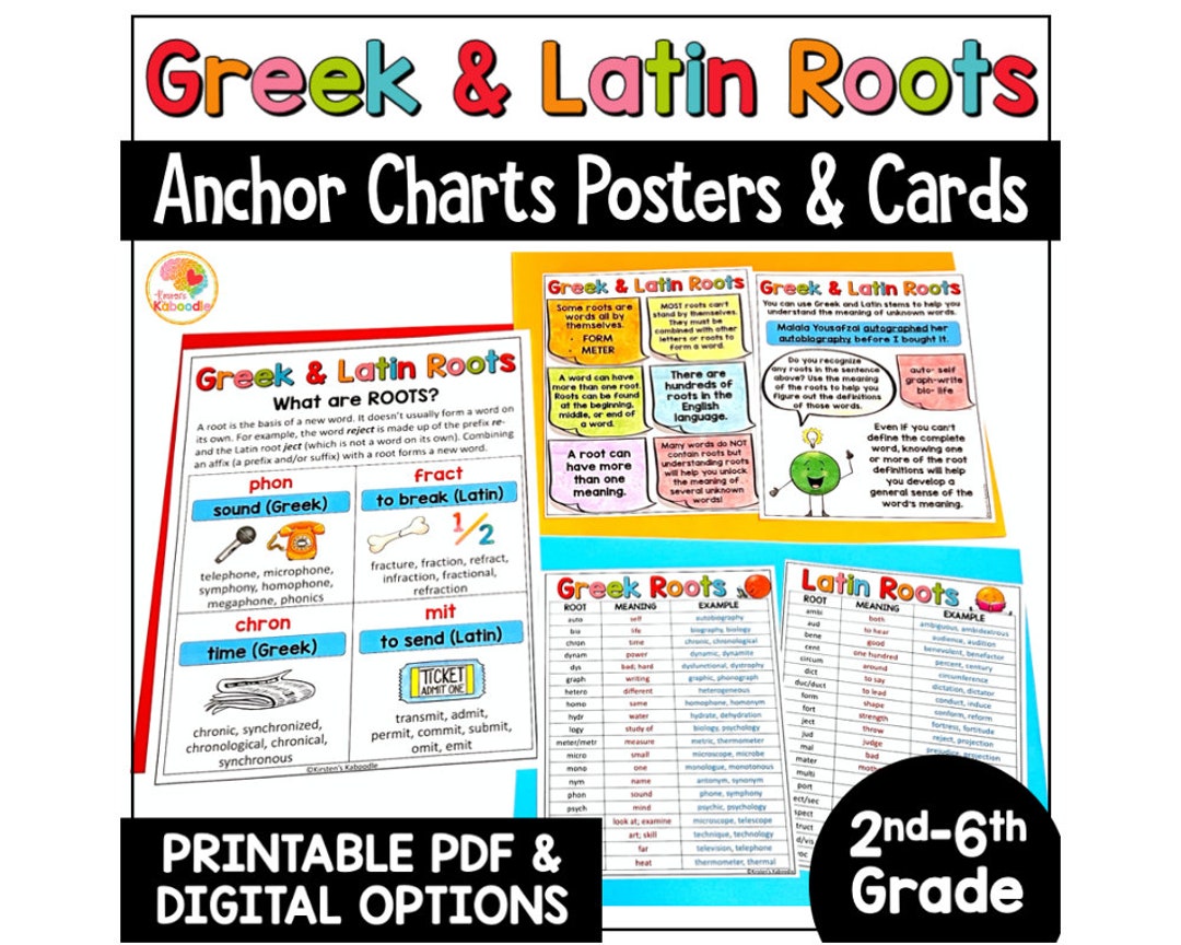 Greek And Latin Roots Anchor Charts Word Study Reference Sheets Word 