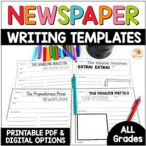 Editable Student Newspaper Article Templates Graphic Organizers for ANY SUBJECT