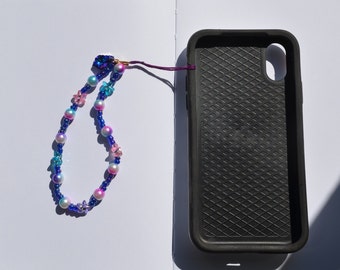 Midnight Rain Phone Strap Charm | Phone Lanyard | Beaded Wristlet | Midnight Rain Gift