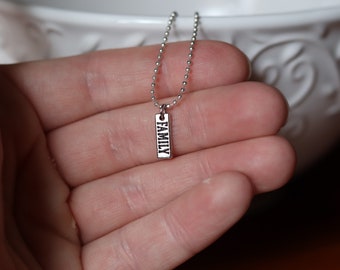 Family silver charm necklace