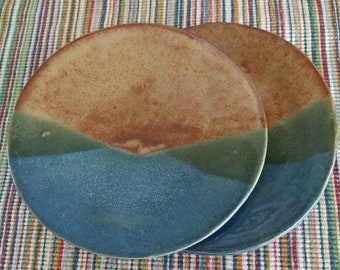Hand built clay two plate set