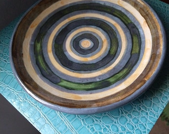 Wheel thrown plate with spiral design