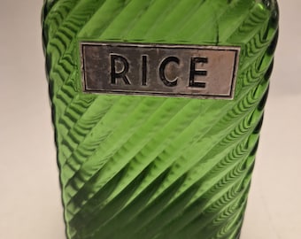 Vintage Green Glass Owens of Illinois Jar