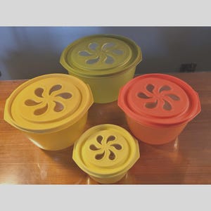 Rubbermaid Vintage Stacking Storage Bowls Daisy Lids  - 4